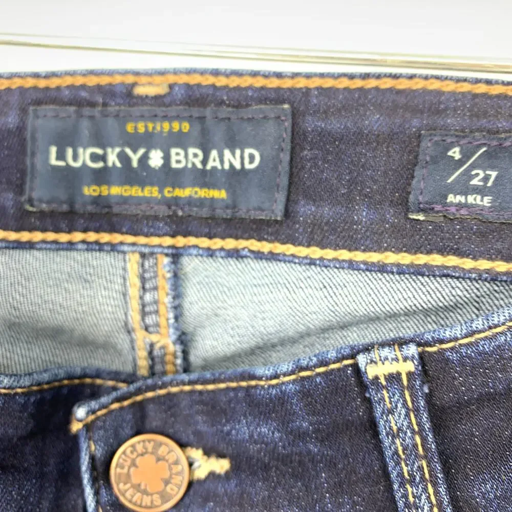 Lucky Brand Women's Size 27 Mid-Rise AVA Skinny Cropped Ankle Jeans Denim Blue